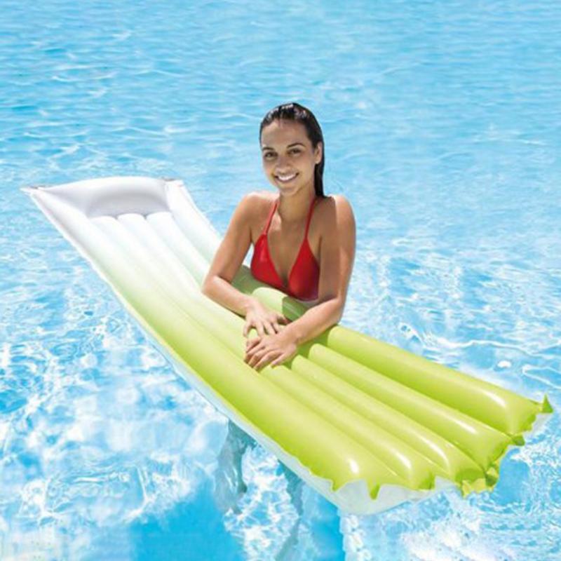 Verão inflável dobrável flutuante linha gradiente piscina rede de água colchão de ar cama piscina brinquedo água espreguiçadeira