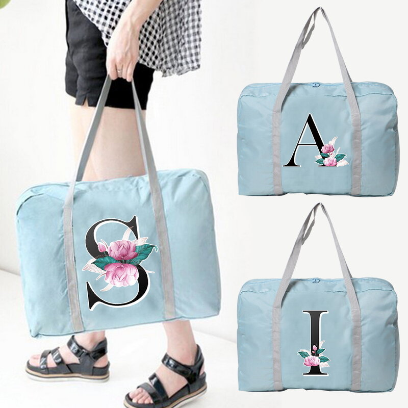New Nylon Foldable Travel Bags Unisex Large Capacity Storage Bag Women WaterProof Handbags Men Travel Bags Whitemarble Series