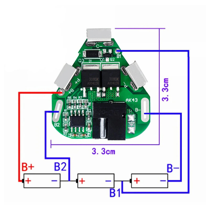 Placa de protección de batería de litio de iones de litio 3S 12,6 V 6A BMS, ecualizador de batería equilibradora de Banco de energía 18650 para taladro eléctrico