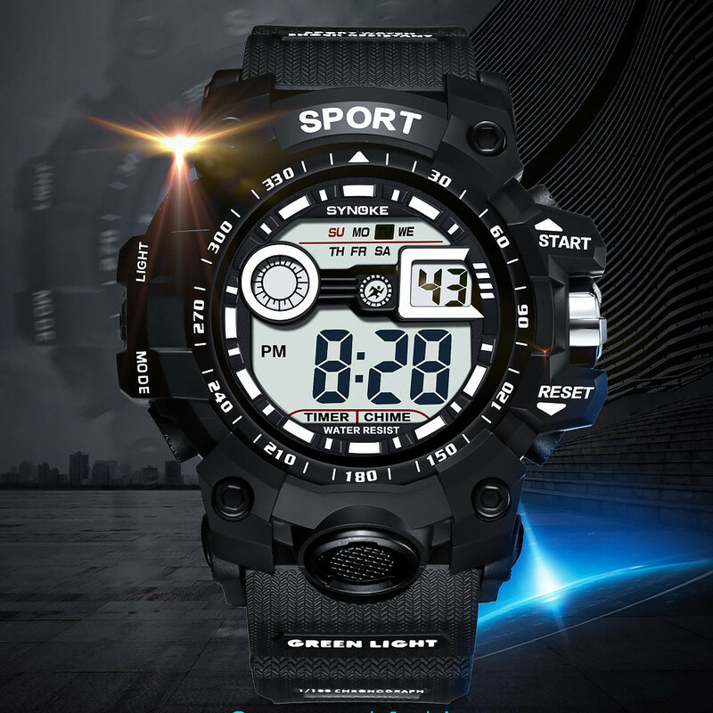 Часы наручные Мужские электронные, модные спортивные многофункциональные цифровые, светящиеся дамские Часы