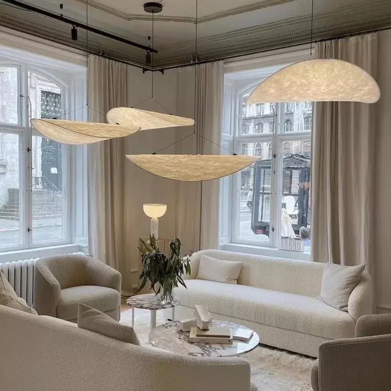 Silk Fabric Led Chandelier for Living Room Home Decor Suspension Luminaire Handmade Lustre Silk LED Pendant Hanging Lamp