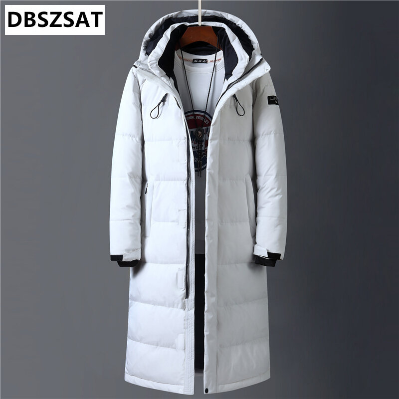 Casaco branco masculino 2022 novo inverno x-long pato branco para baixo grosso quente casual jaquetas roupas de marca