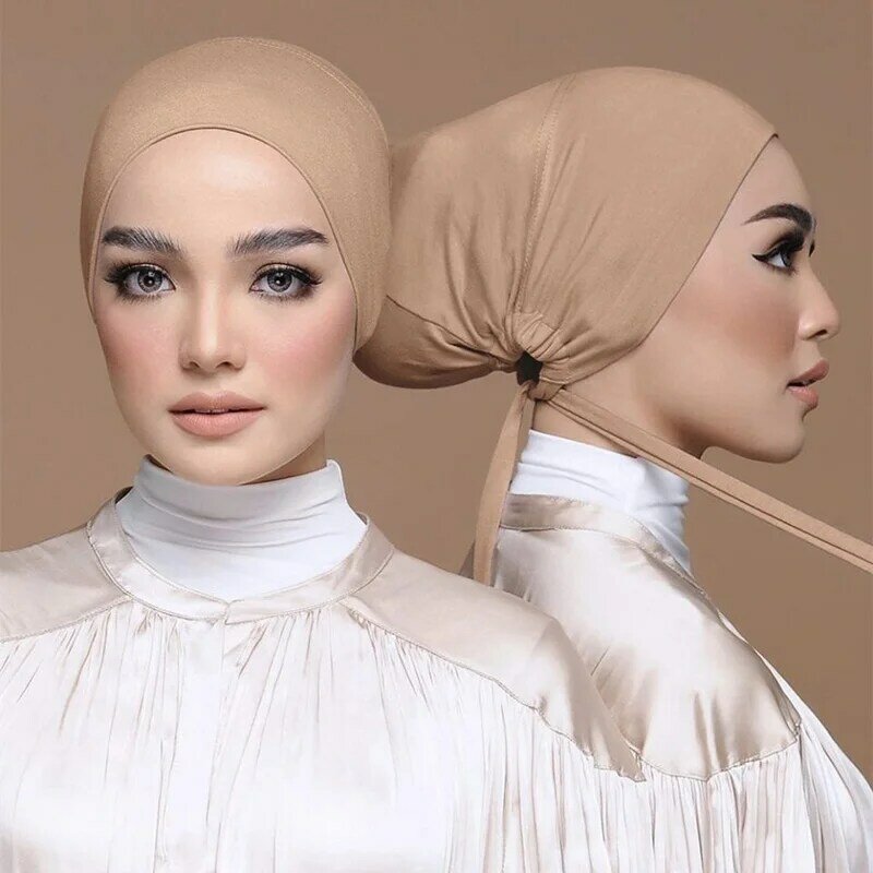Berretto interno musulmano Hijab per le donne Solid Underscarf Hijab Undercap sciarpa turbante cappello Hijab musulmano islamico pronto da indossare copricapo