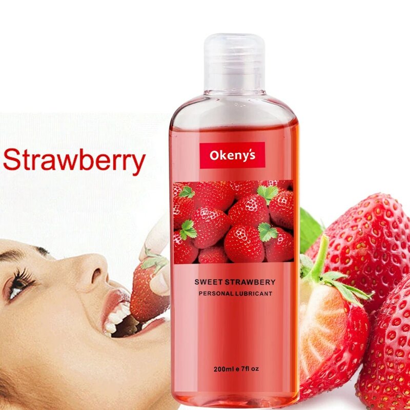 Strawberry Flavor Edible Lubricant for Anal Vaginal Oral Sex Silicone Lubricating Oil Adult Sex Products Body Massage Gel 200ml