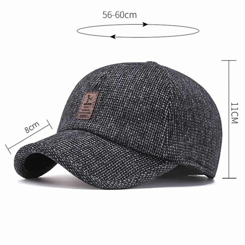 Topi wol Retro untuk pria wanita, topi penutup telinga olahraga bisbol Golf jepret kembali topi ayah penutup telinga