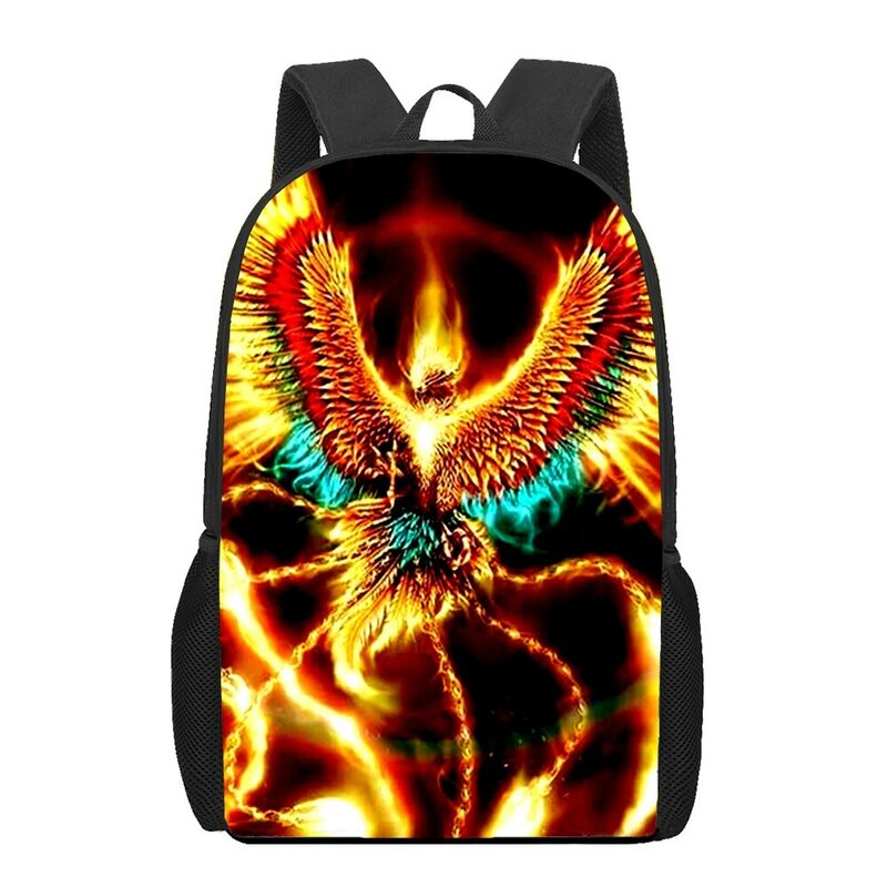 Art Beast Phoenix Sunbird 3D Print School Backpack Boys Girls Teenager Kids Book Bag Casual Shoulder Bag Large Capacity Backpack