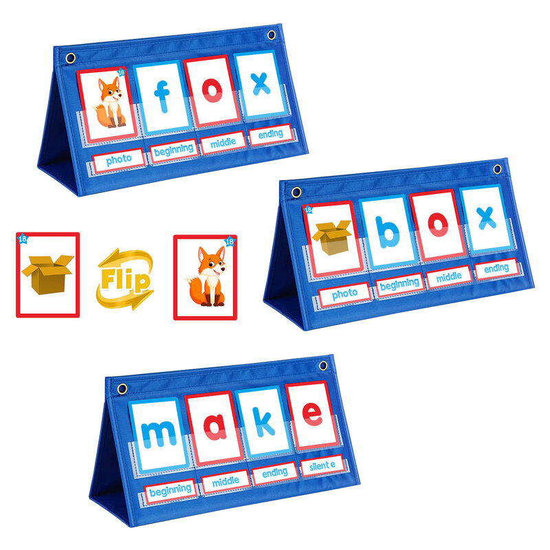 Kindergarten Pocket Chart CVC Words Flash Cards for Kids Educational CVC Word Builder Phonics Games School Supplies