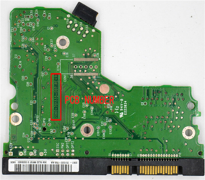 Western Digital hard disk circuit board: 2060-701335-007 REV A , 2060 701335 007 , 2061-701335-S0 / 80GB