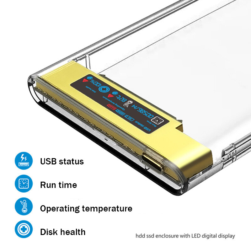 UTHAI G06 USB3.0/2.0 obudowa dysku twardego 2. 5-calowy Port szeregowy SATA SSD futerał na dysk twardy obsługi przezroczystego etui na dysk zewnętrzny komórkowego 6TB