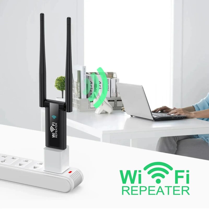 Usb Wifi Repeater 300M Wi-Fi Signaalbooster 2.4G Draadloze Extender 2 Antenne Lange Afstand Wi Fi Adapter Voor Desktop Pc Laptop