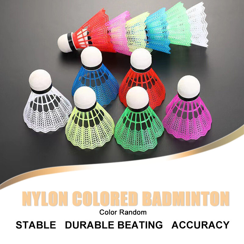 Разноцветные мячи для бадминтона, эластичные пластиковые игровые устойчивые к ветру цветные пластиковые резиновые тренировочные мячи для начинающих, 1 шт.