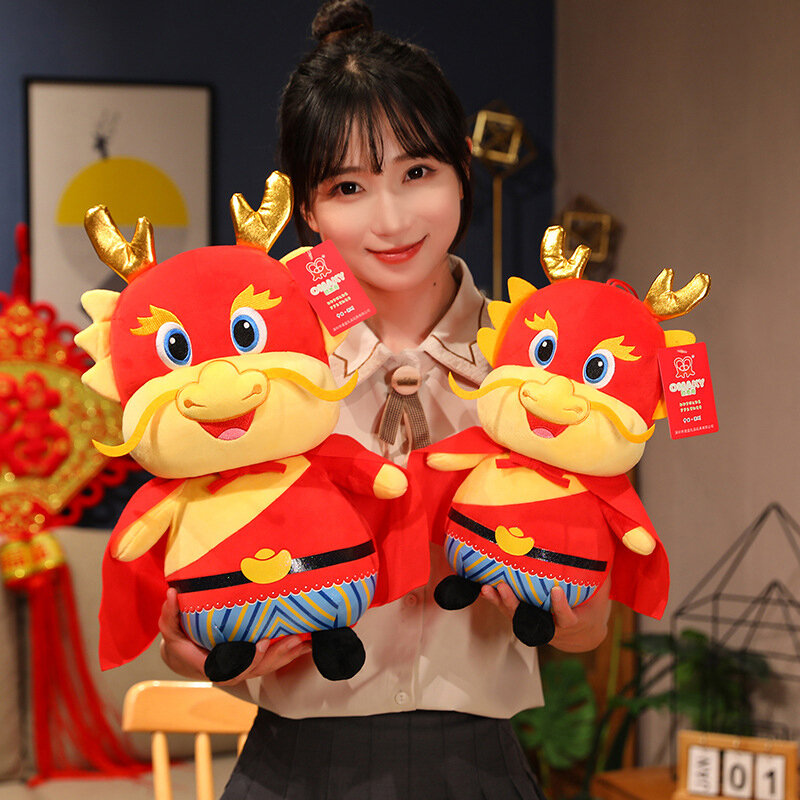 2024 Chinese New Year Decor Cute Zodiac Dragon Plush Toy Soft Stuffed Mascot Dolls Plushies Toys For Children Gifts 1PC