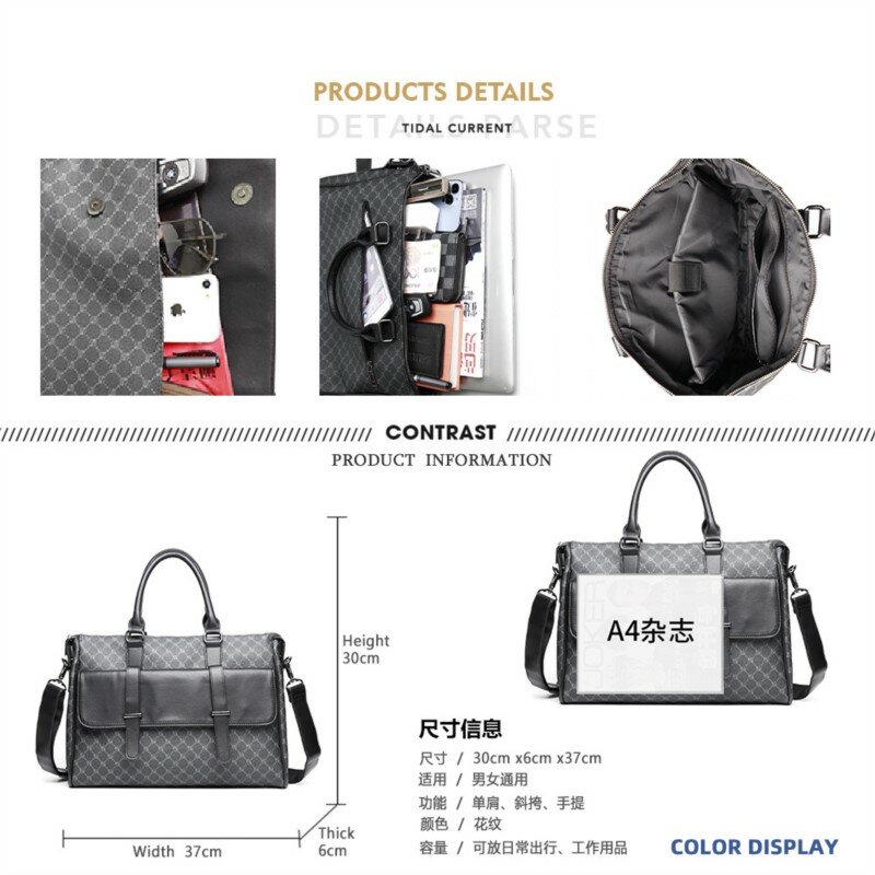 حقيبة جلدية سوداء للرجال ، حقيبة يد كلمة الأعمال ، حقيبة الكتف ، العلامة التجارية مصمم ، حقيبة كمبيوتر محمول ، حقائب العمل ، عالية الجودة ، والأزياء