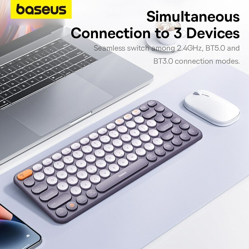 Baseus Bluetooth Wireless Keyboard 5.0 2.4G USB Silent US Layout tastiere EN 84 / 105 Keycaps per MacBook iPad PC Tablet