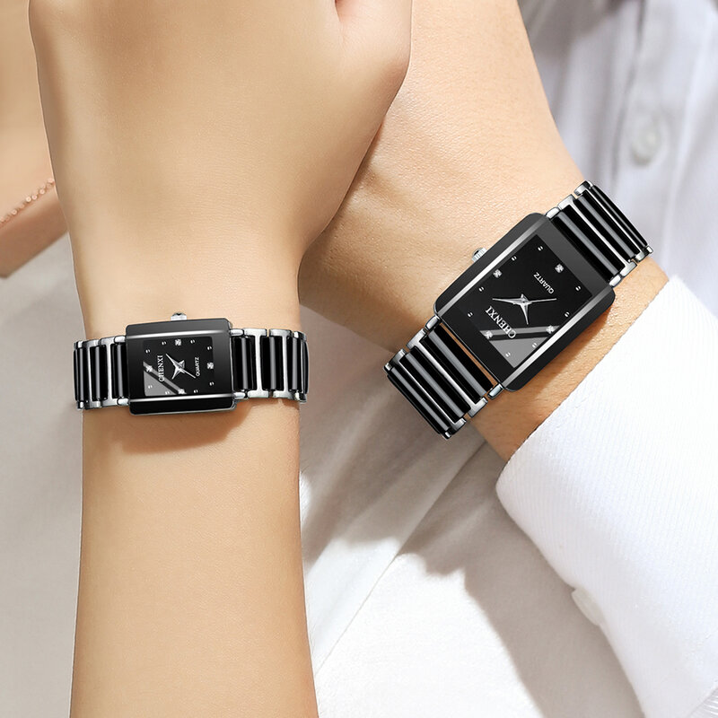 Nowy CHENXI luksusowa moda unikalny ceramiczny zegarek na rękę mężczyźni i kobiety zegar kwarcowy komplety zegarków dla niej i dla niego prezent para przedmiotów dla miłośników