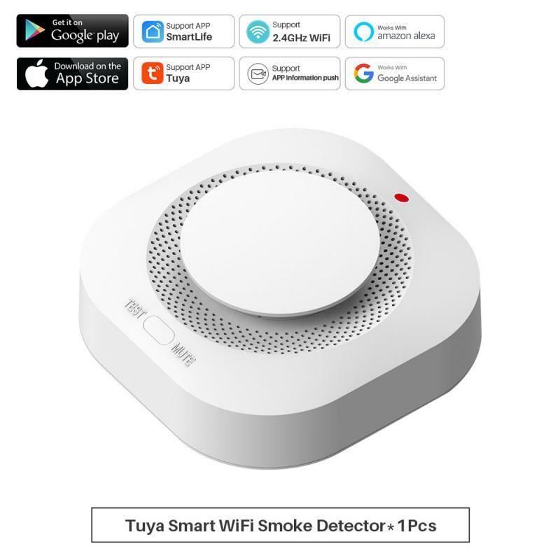 Smart Smoke Detector Fire Alarm WiFi Smoke Detector Battery Not Included App Professional Monitoring Service Independent Smoke