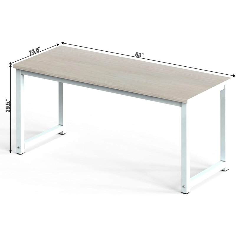 NSdirect Large Office Desk for Home Office, Large 63" Computer Desk Table, Wide Writing Study Desk for 2 Person, Metal