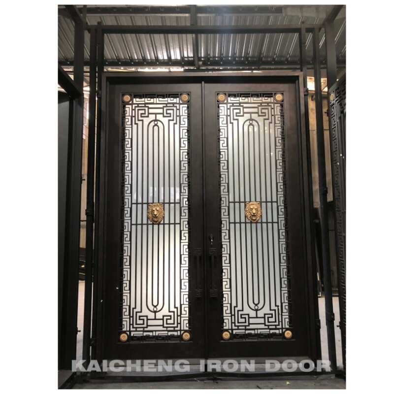 Pre-Hang podwójne żelazne wzory drzwi z kutego żelaza drzwi skrzydłowe drzwi z kutego żelaza