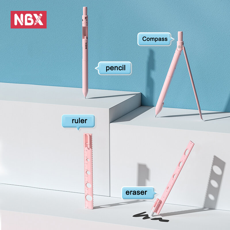 Карандаш с компасом NBX, школьные принадлежности для рисования, математический геометрический инструмент, механический карандаш, принадлежности для рисования, школьные принадлежности