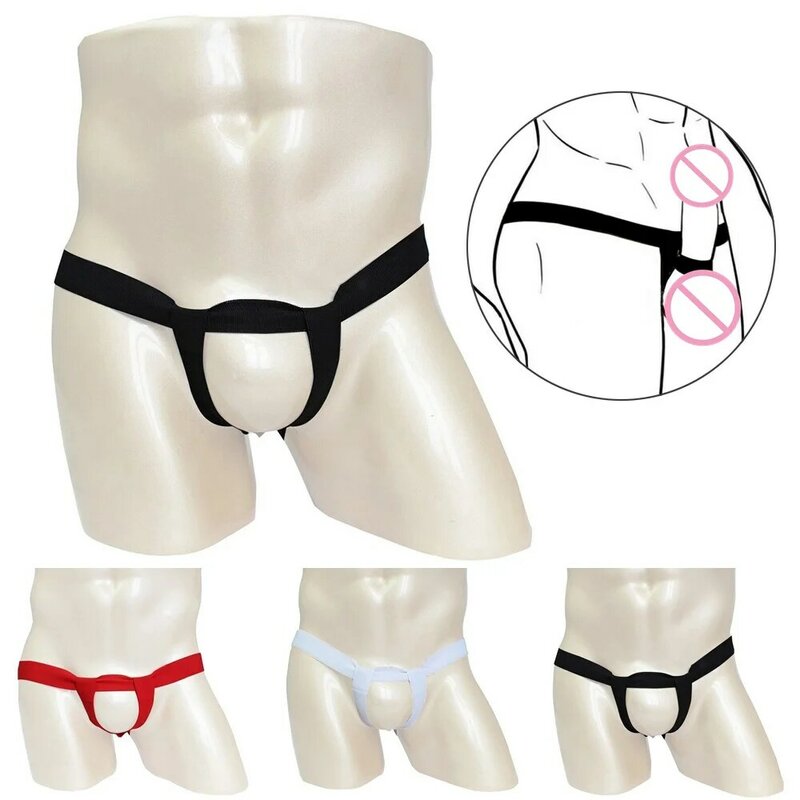 Sexy Men Bandage G-string Enhancing Strap Thongs Jockstrap Front Hole Bulge Pouch Panties Briefs Underwear See Through Nightwear