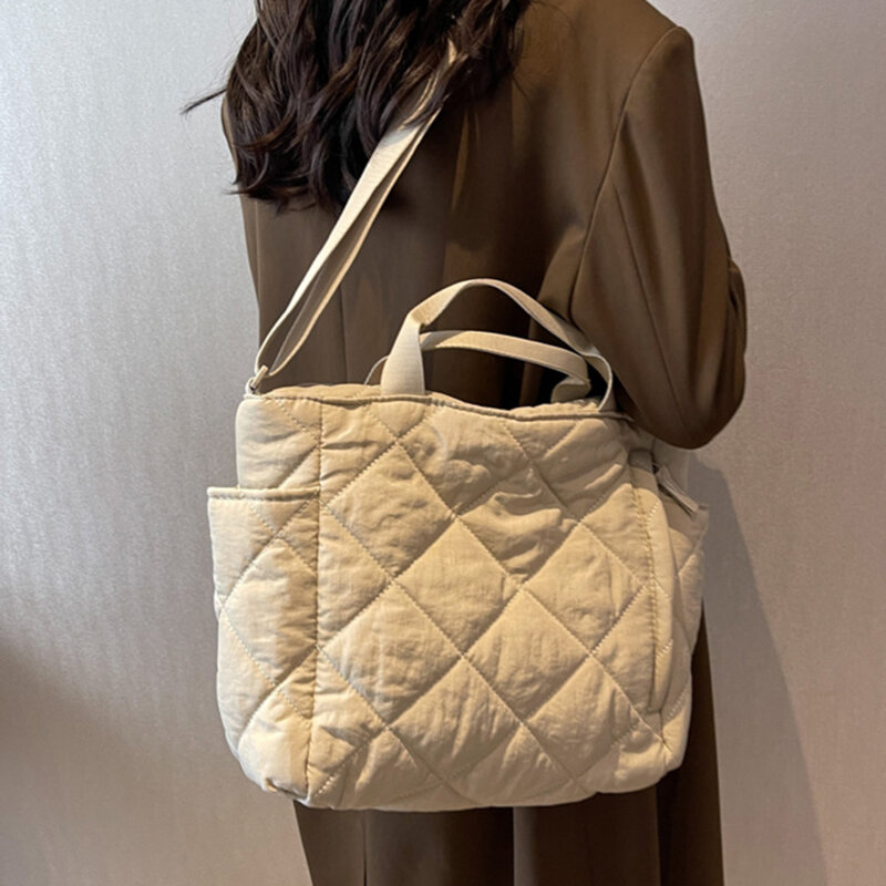 Tote Bag di grande capacità per le donne borsa laterale a tracolla Fashion Space Cotton Shopper Shopping Bags Cute Ladies Totes 2023 Winter