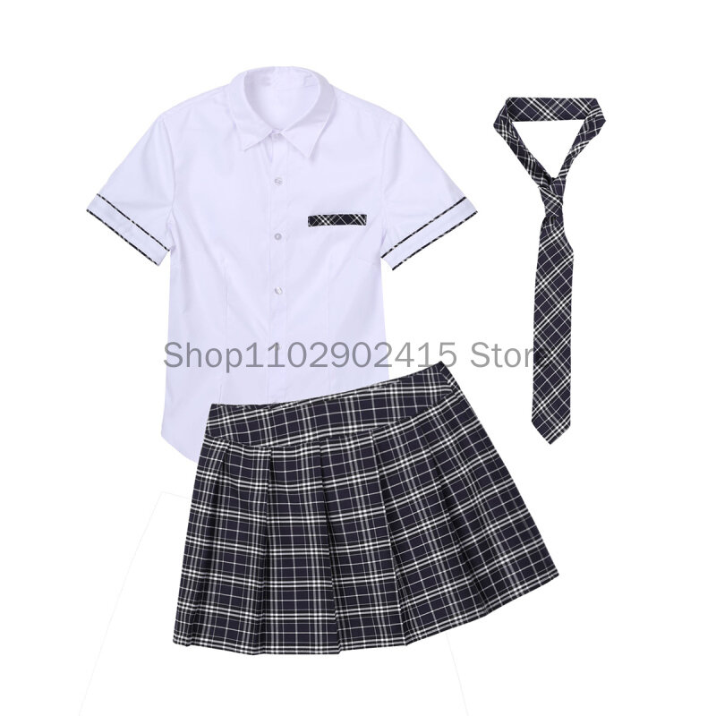 Костюм на Хэллоуин, униформа для школьниц, костюм горничной, Сексуальная рубашка для косплея для студентов, клетчатая мини-юбка, комплект с галстуком, сексуальная клубная одежда