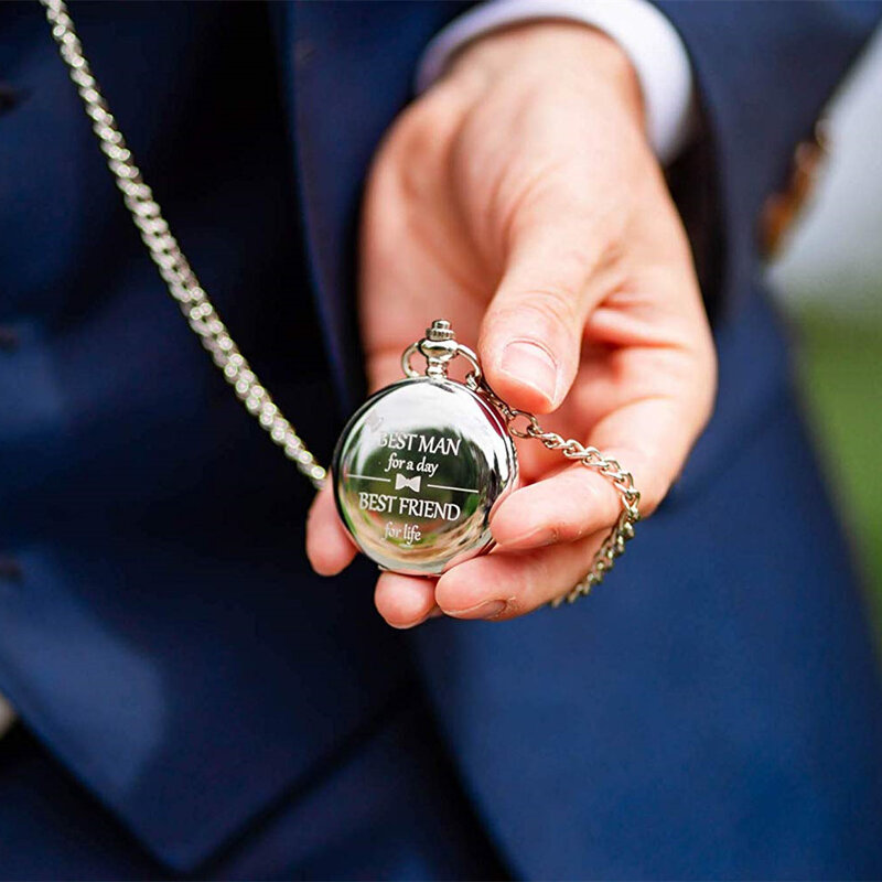 Exquisite Beste Man Gift "Beste Man Voor Een Dag" Quartz Zakhorloge Mannen Fans Souvenir Geschenken Met 80cm Hals Ketting Horloge