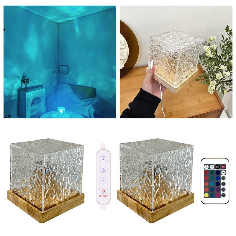 Acrylic Night Light Modern Rotating Water Wave Night Light Table Lamp Water Pattern Lamp for Party Game Room Bedroom Bar Decor