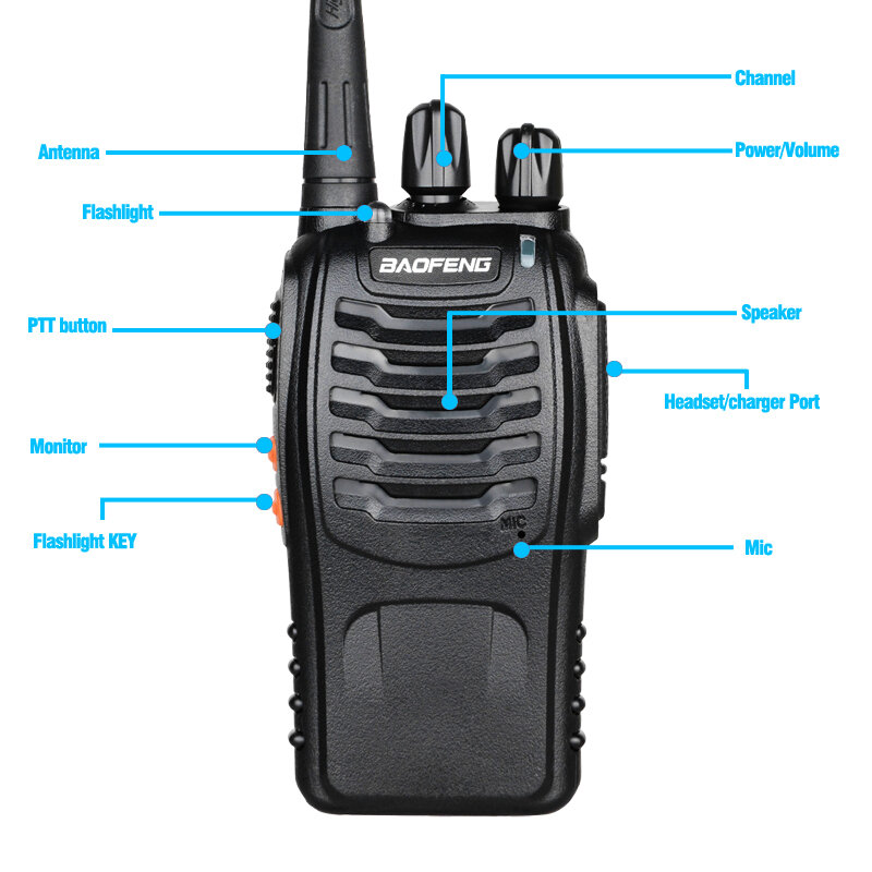 1/2Pack พูดคุยฟรี2ชิ้น/ล็อต Baofeng walkie takie BF-888S UHF 400-470MHz HAM วิทยุสมัครเล่น Baofeng 888S VOX วิทยุพร้อมหูฟัง