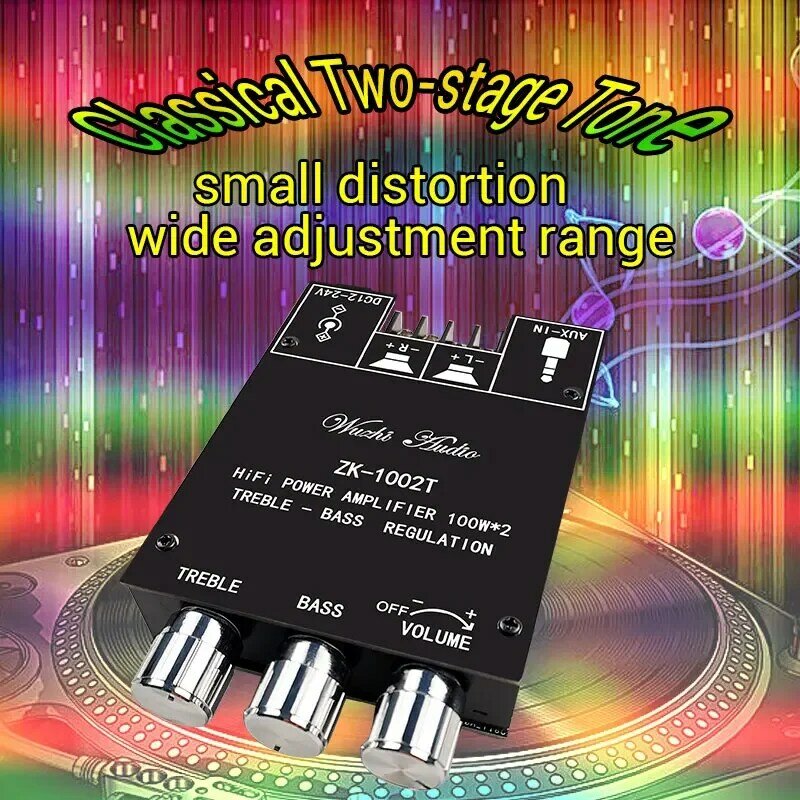 1PCS Bluetooth-Compatible Amplifier HIFI 2.0 Channel 100Wx2 Audio Module Kit Adjustment Subwoofer Amplifier Board Channel