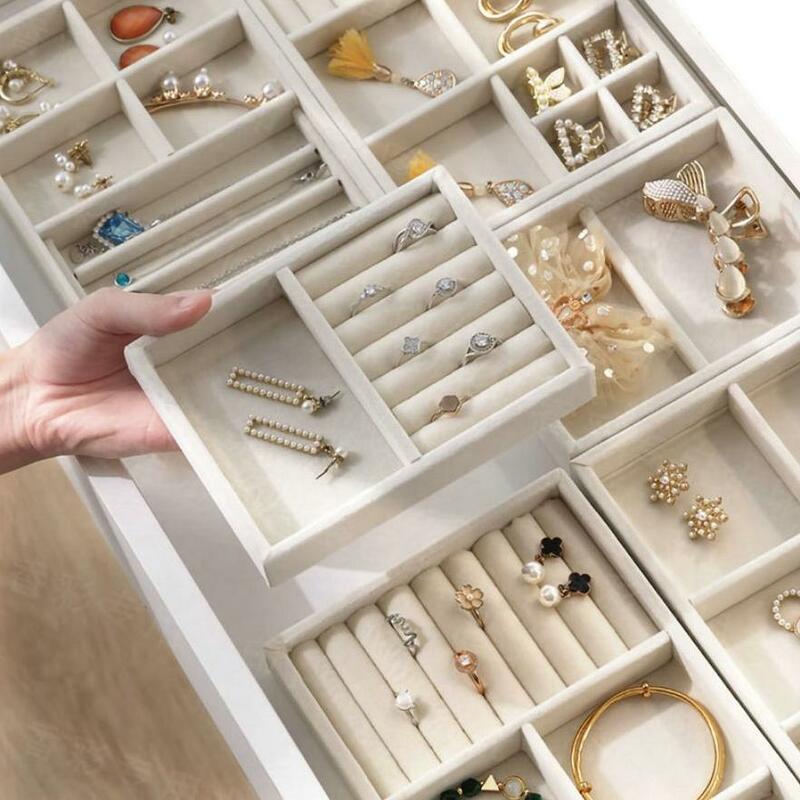 Caja de almacenamiento de joyas, organizador de clasificación de collar, anillo, collar, soporte para broche, franela, exhibición de joyería