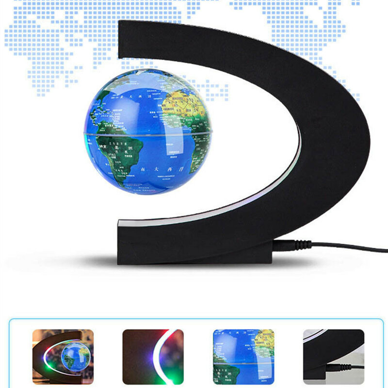 Globe Creative Gift Ornaments C-Shaped Magnetic Field Suspension Technology Ornaments Magnetic Levitation 3D Printing Home Decor