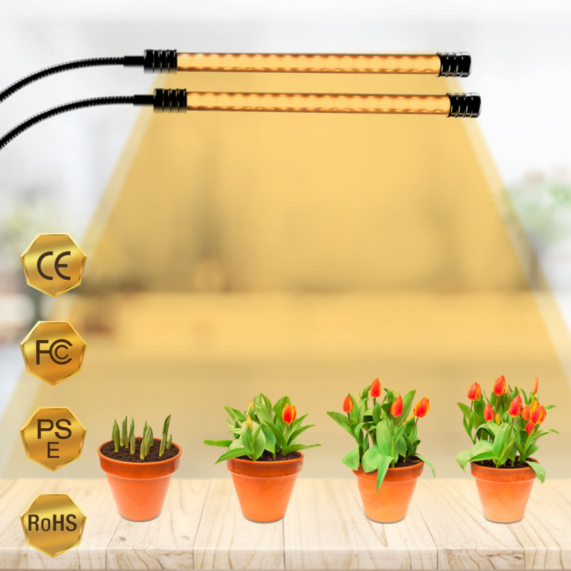 Lampe de croissance USB pour plantes, lumière blanche du soleil à spectre complet, lampe de bureau avec pince, 5 niveaux réglables, minuterie 4/8/12H