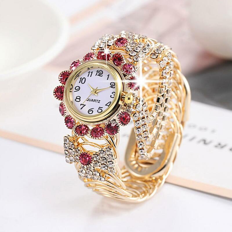 色あせた流行のクォーツ時計,女性のための流行の腕時計,結婚式のためのラインストーン