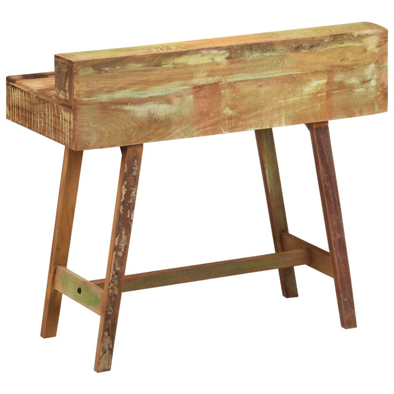 Bureau en bois massif recyclé 39.4 "x 17.7" x 35.4 ", avec deux tiroirs, Table d'étude et d'écriture, mobilier de bureau pour la maison