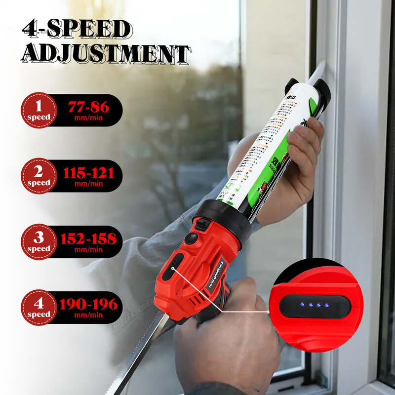 Cordless Caulking Gun 10 Oz/300ml Electric Silicone Gun with LED Light 4 Adjustable Speed for Makita 18V Battery (No Battery)