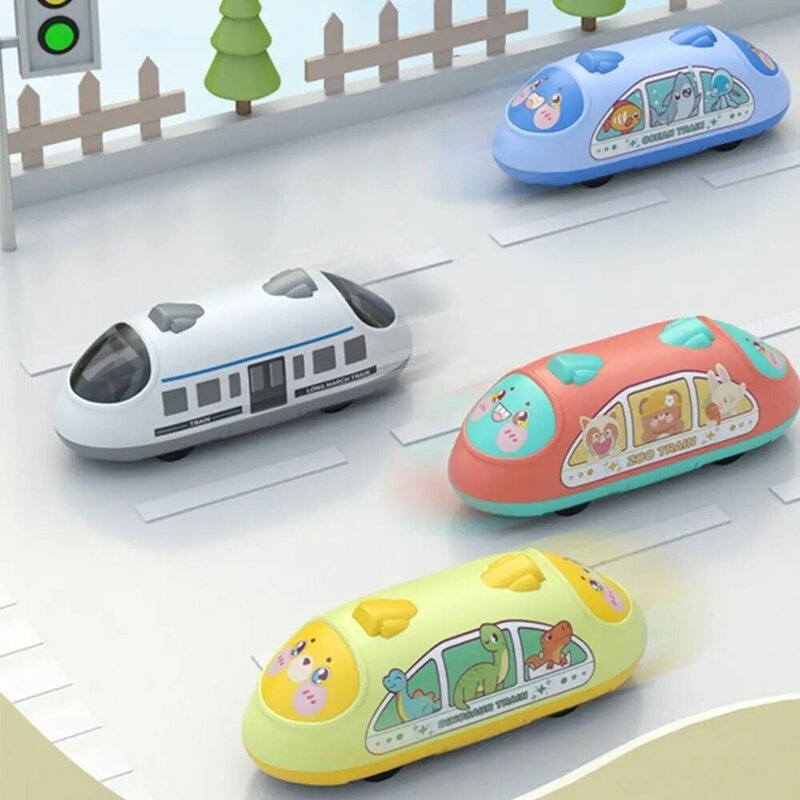 Wzór zwierzęcy z podwójnym pociągnięciem i dużą prędkością kolejka dla dzieci ładny kolor poznawczy plastikowe samochód bezwładnościowy zabawki do samochodu typu Push pull rodzic-dziecko