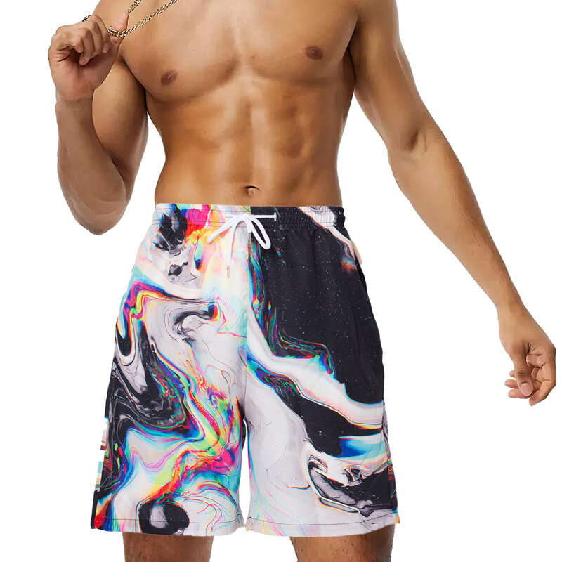 กางเกงว่ายน้ำผู้ชายกางเกงขาสั้นชายหาดฮาวายกางเกงขาสั้นผู้ชายแฟชั่น3D พิมพ์ดิจิตอลแห้งเร็วแบบลำลองสำหรับฤดูร้อน