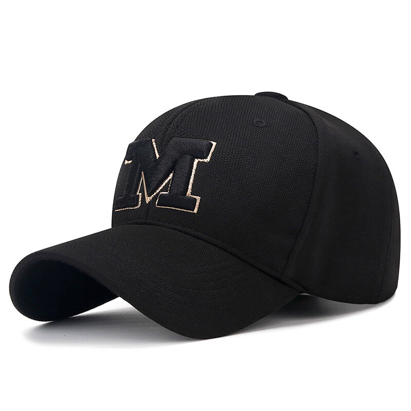 Boné de beisebol bordado letra M, chapéu snapback, chapéu de sol esportivo, jardas grandes, 3d, tamanho grande, primavera e outono