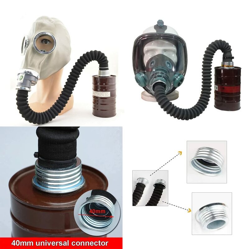 Tubo de conexão para máscara de gás, borracha, 0,5 m, 1m, 40mm, RD40