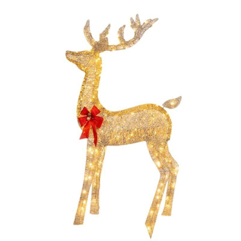 3 Pack LED Lighted Holiday Deer Family Fawn Luminous Acrylic Board with LED Lights Button Battery Powered Lighting