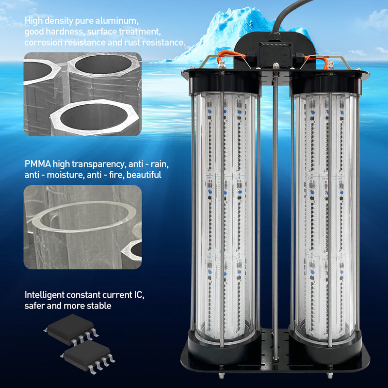 Lampe clignotante LED sous-marine de haute qualité, 6000W, IP68, verte, pour attirer les poissons