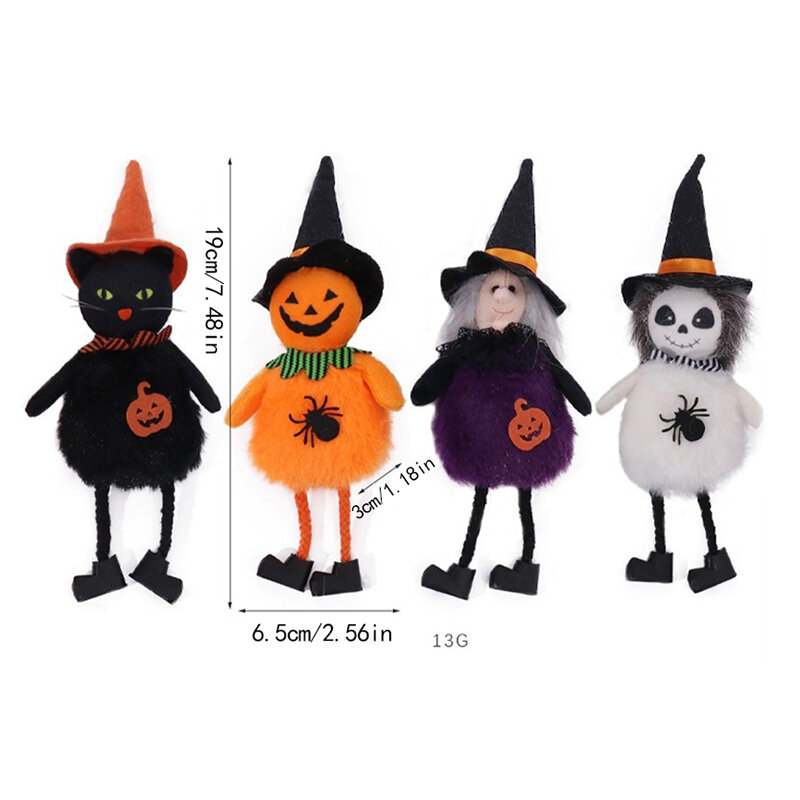Mini halloweenowy czarny kot czarownica duch wisiorek w kształcie lalki festiwal duchów Horror pluszowa lalka ozdoba