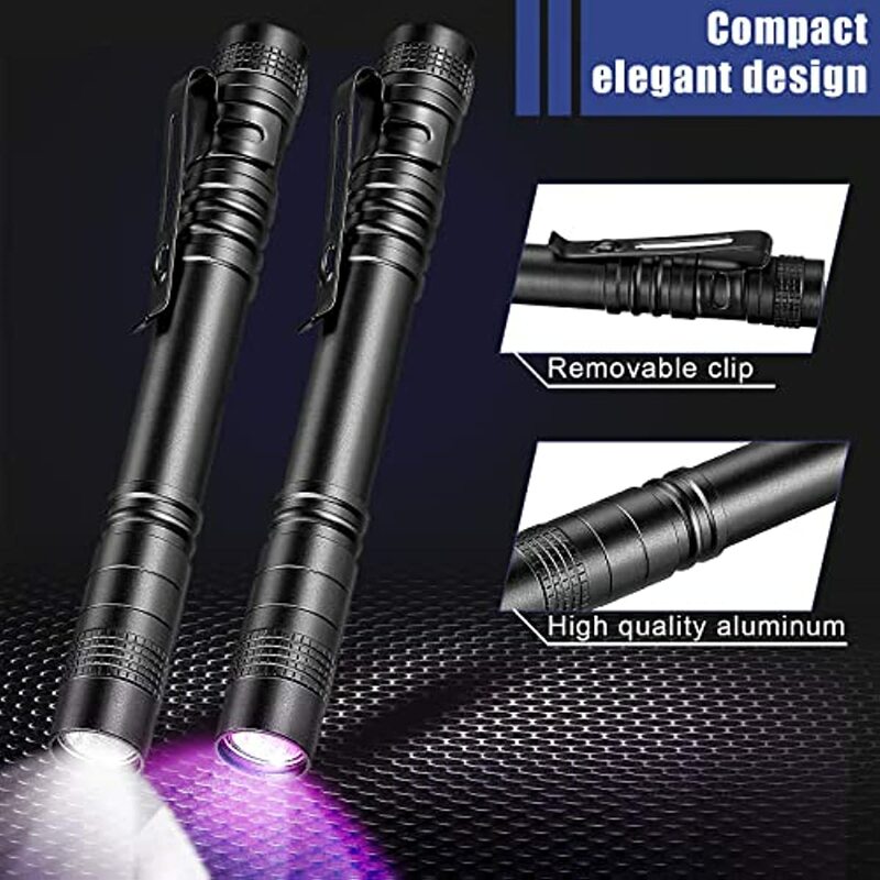 Mini Portable UV / White Flashligh Ultraviolet Black Light with Pen Clip Pocket Torch Waterproof Camping Lantern Pet Urine Bugs