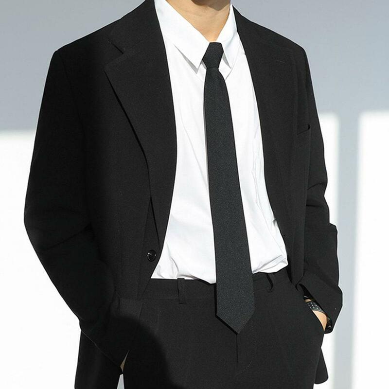 Jednolity kolor czarny sztuczny jedwab Clip-On wstępnie wiązany krawat dla policji bezpieczeństwa ślub mężczyźni kobiety klamra leniwy krawat 45-51cm