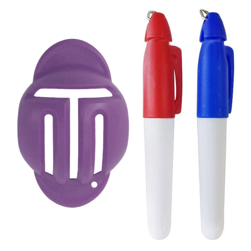 Kit di strumenti per la marcatura della pallina da Golf con 1 Stencil per la marcatura del disegno della linea della pallina da Golf e 2 pennarelli per strumenti di marcatura della palla Putt