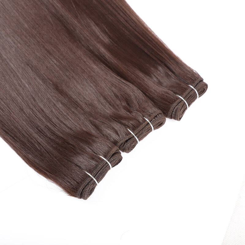Mechones de pelo orgánico ondulado, extensiones de pelo largo y sedoso, liso, marrón Chocolate, negro, mezcla de pelo de fibra Bio, 1/2/3 unidades