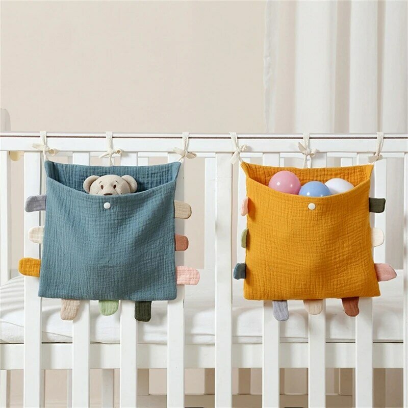 Baby Bed Side Organiser Cotton Bed Storage Bag Baby Essentials Storage Bag Baby Hanging Bag for Baby Nappy Toy Clothes