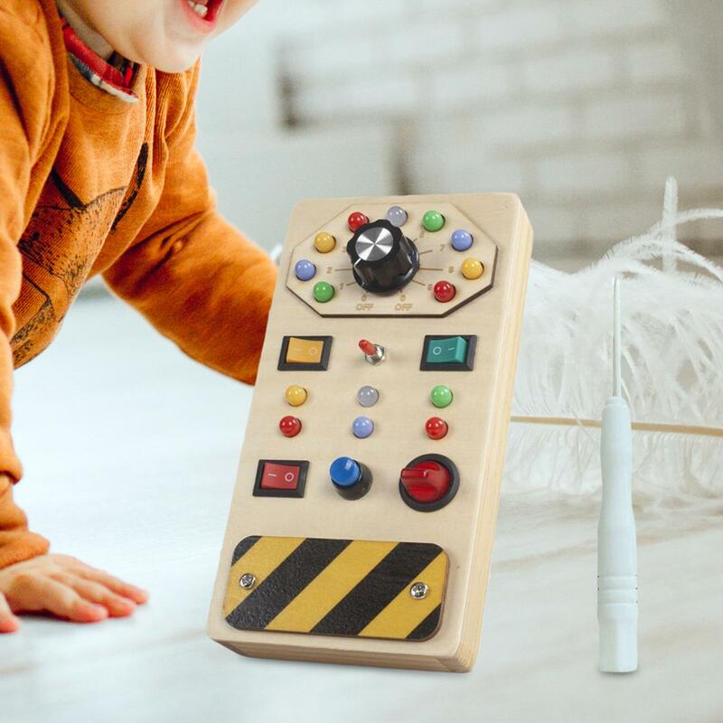 Lights Switch Busy Board Toys with Buttons Indoor Play Game Basic Motor Skills for Boys Kids Ages 3+ Girls Birthday Gifts