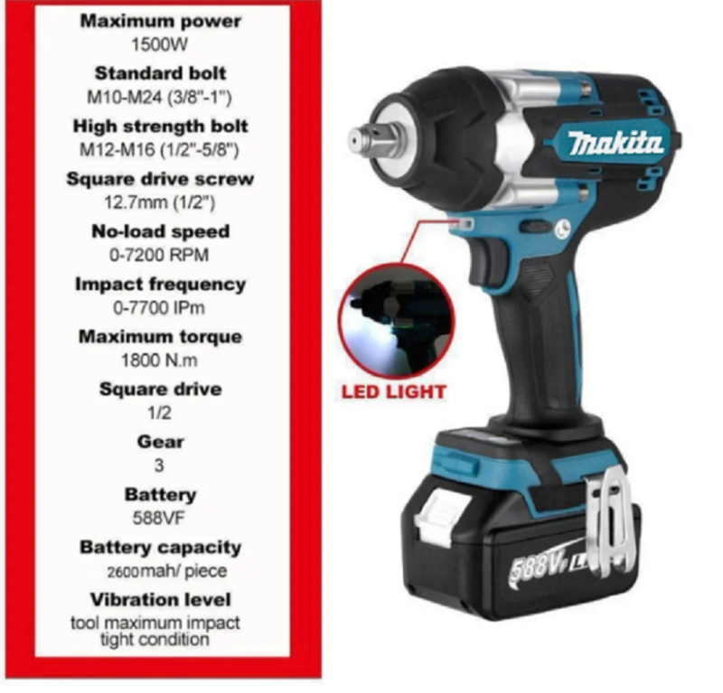 Makita DTW700 18V Brushless Electric Wrench Cordless Drill Screwdriver Free Delivery Large Torque Power Tools Torque Wrench New